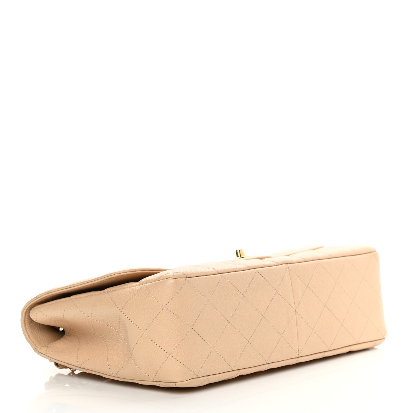 Caviar Quilted Jumbo Single Flap Beige