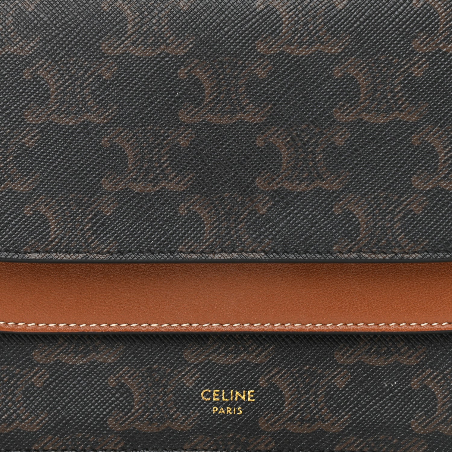 Celine Triomphe Canvas Lambskin Wallet On Strap Tan 9 of 12