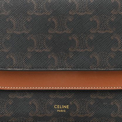 Celine Triomphe Canvas Lambskin Wallet On Strap Tan 9 of 12