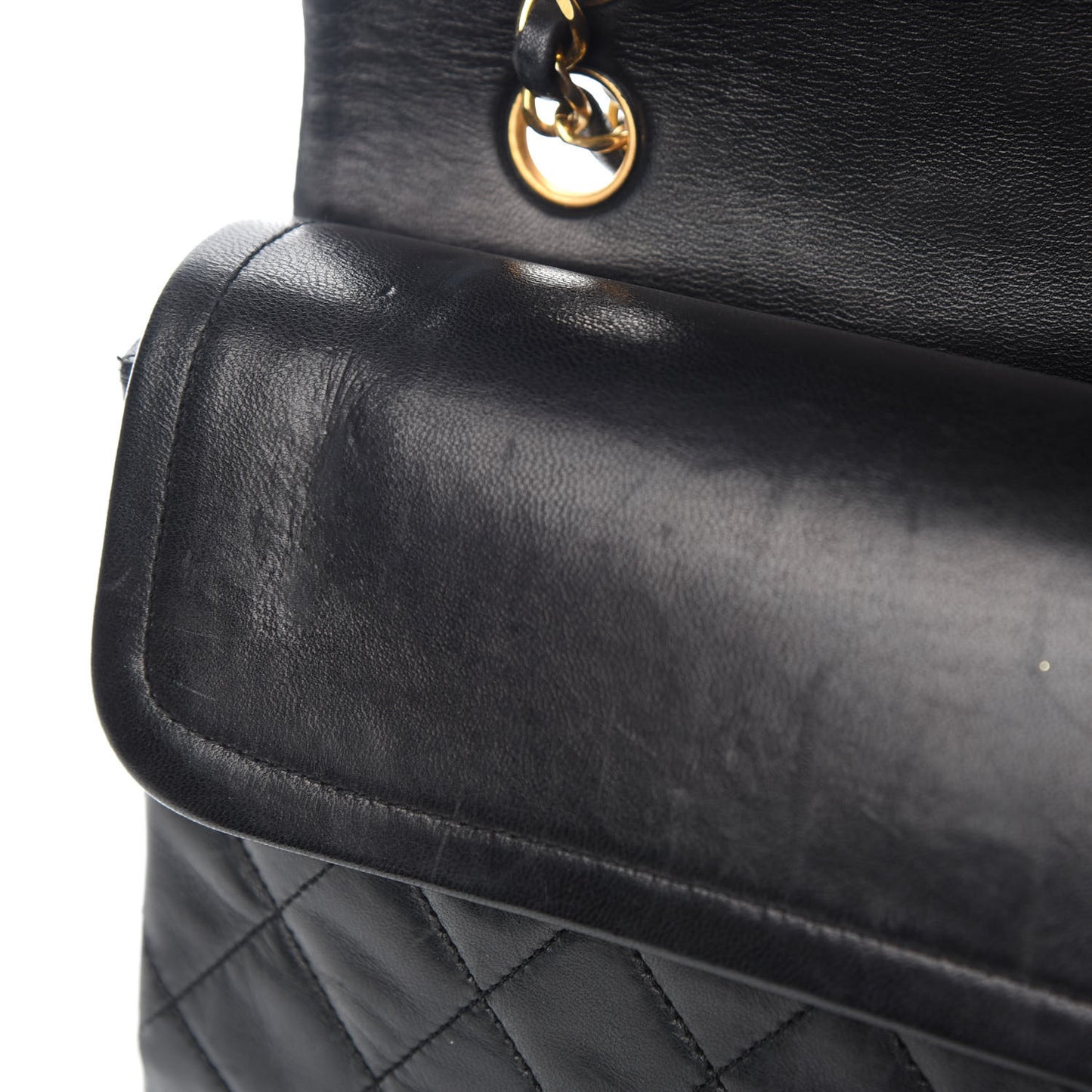 Lambskin Quilted Medium Double Flap Black