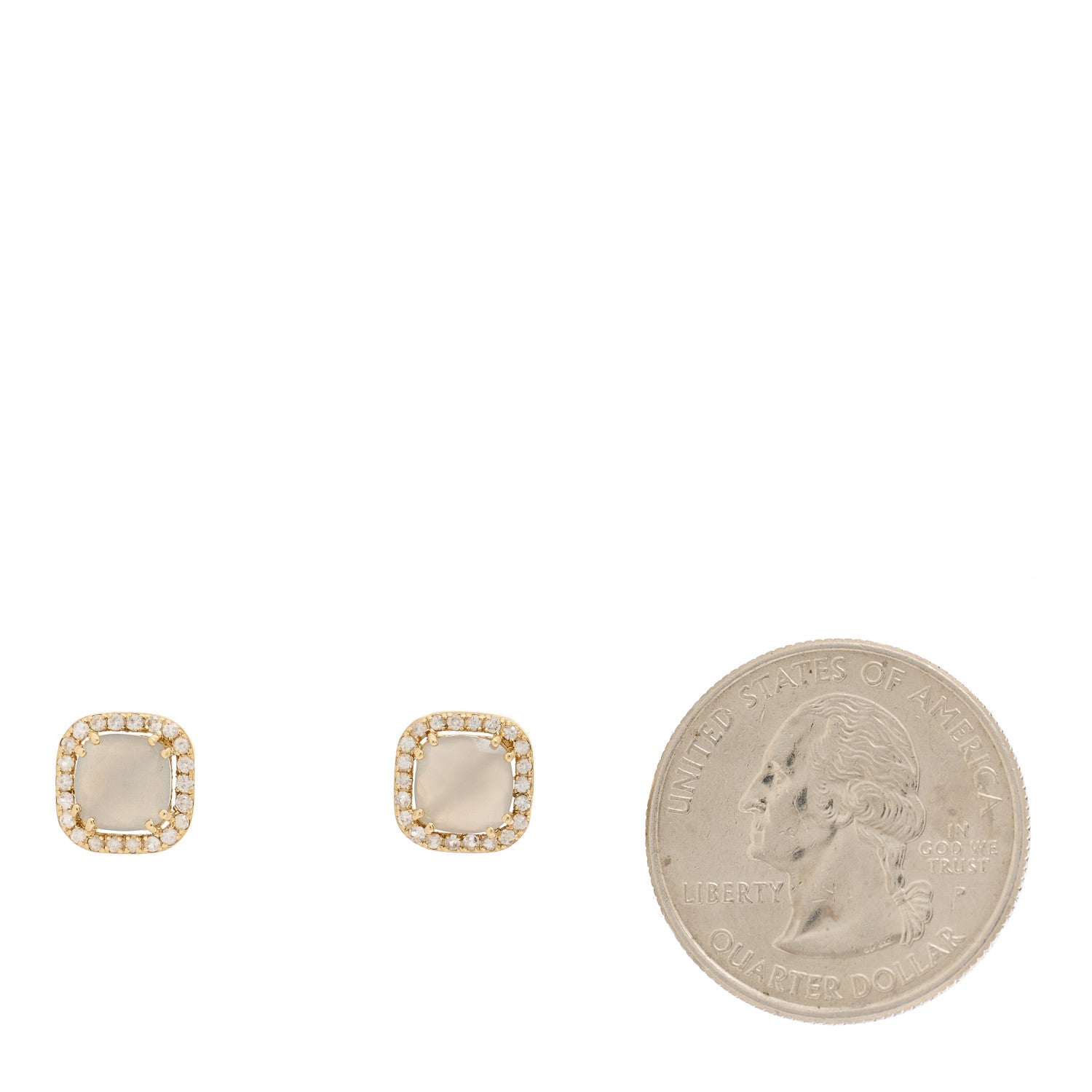 Suzanne Kalan 14K Rose Gold Moonstone White Sapphire Stud Earrings 2 of 4