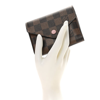 Louis Vuitton Damier Ebene Victorine Wallet Rose Ballerine 2 of 11
