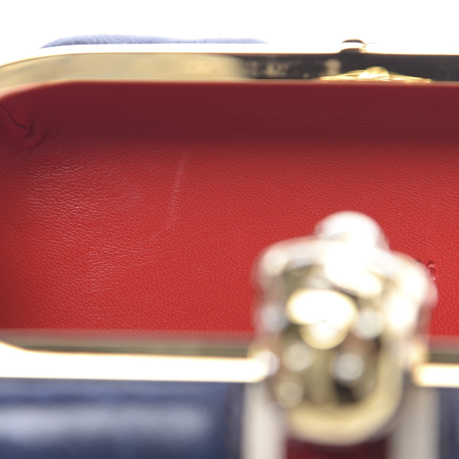Alexander McQueen Patent Calfskin Britannia Skull Box Clutch Red Blue 8 of 13