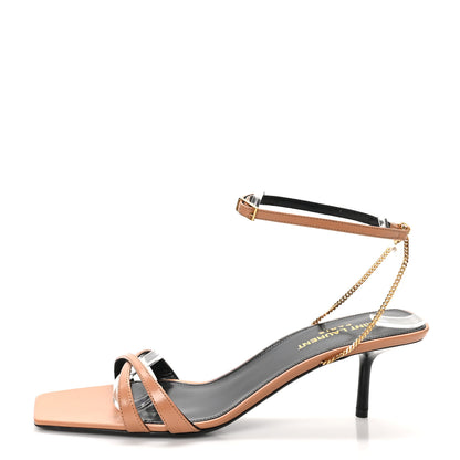 Saint Laurent Vitelo Kristal Baliqua 55 Vett Ankle Strap Sandals 38.5 Bisque 1 of 9
