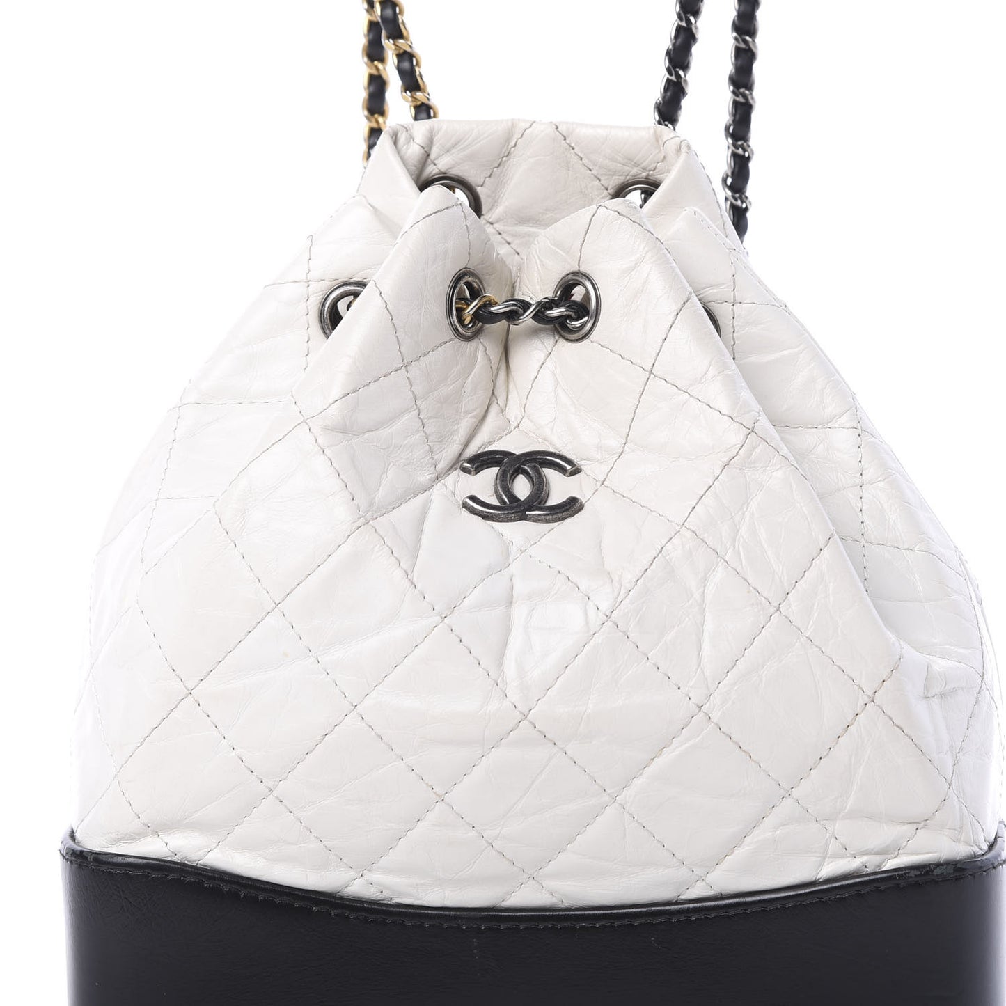 Aged Calfskin Quilted Small Gabrielle Backpack Black White