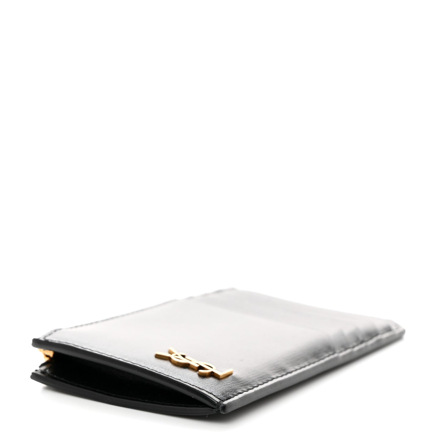 Grained Calfskin Monogram 5 Fragments Zip Pouch Card Holder Black