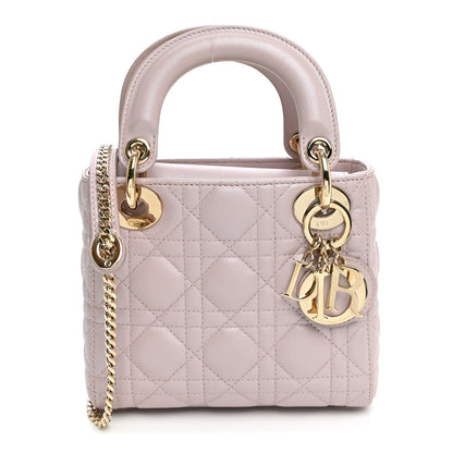 Christian Dior Metallic Lambskin Cannage Mini Lady Dior Lotus 1 of 9