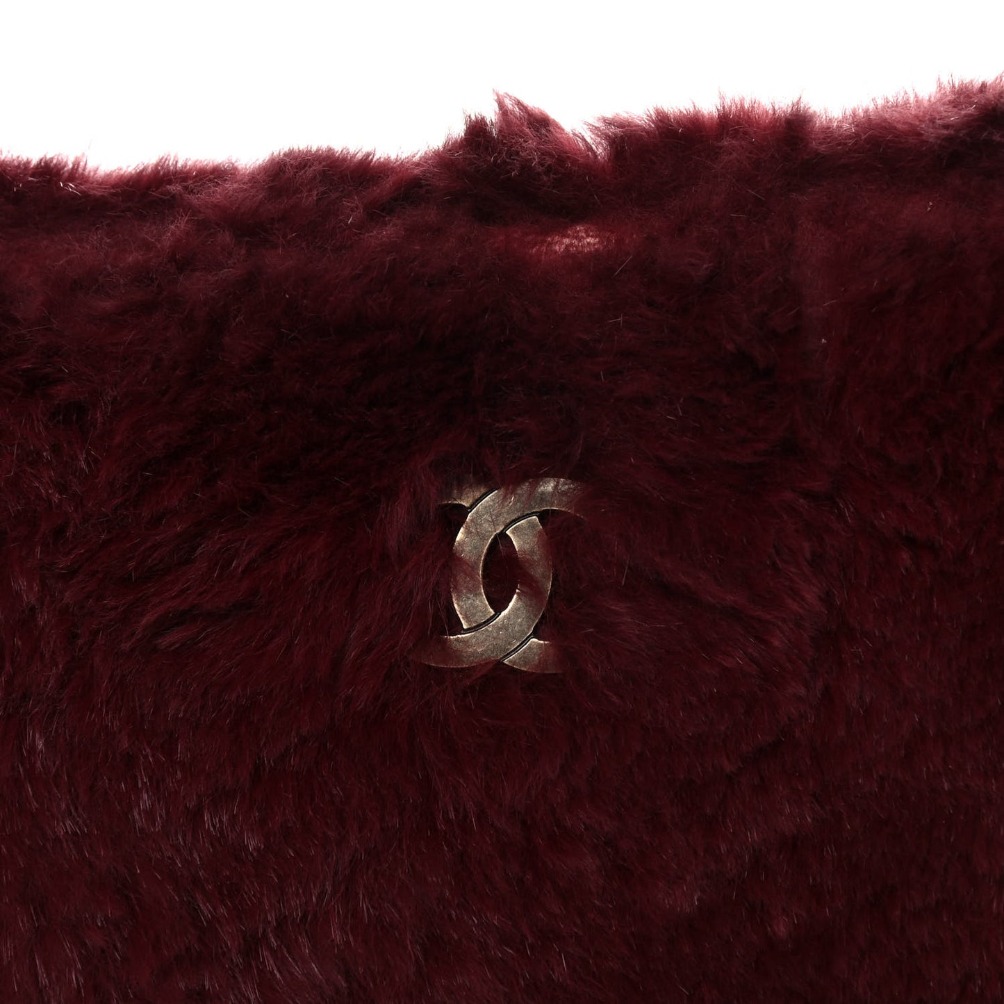 Rabbit Fur Shoulder Bag Burgundy