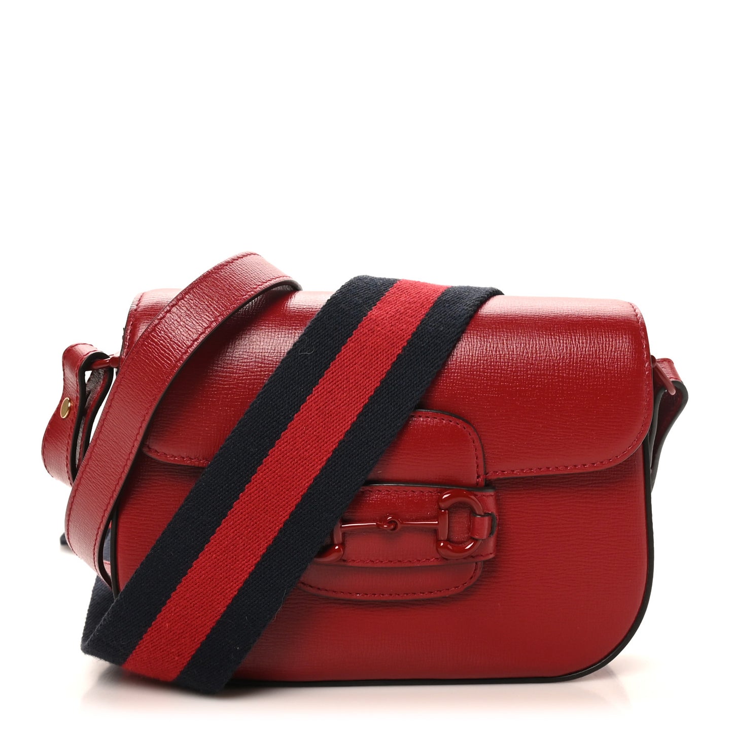 Azalea Calfskin Web Monochrome Horsebit 1955 Shoulder Bag New Cherry Red New Cherry Red