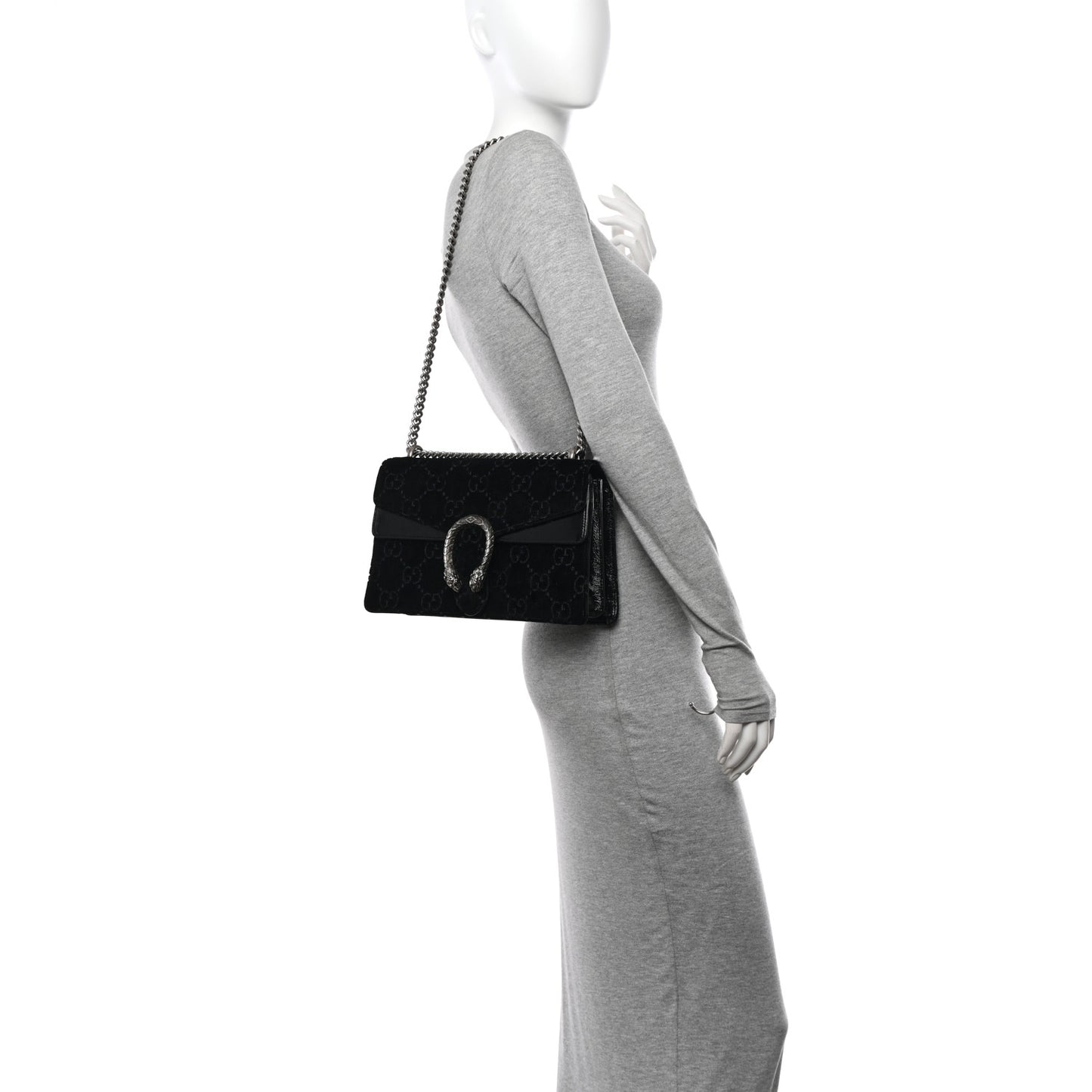 Velvet GG Monogram Small Dionysus Shoulder Bag Black