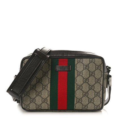 Gucci GG Supreme Monogram Canvas Web Shoulder Bag Brown 1 of 10