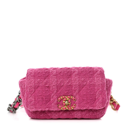 Chanel Tweed Quilted Chanel 19 Waist Bag Pink 1 of 11
