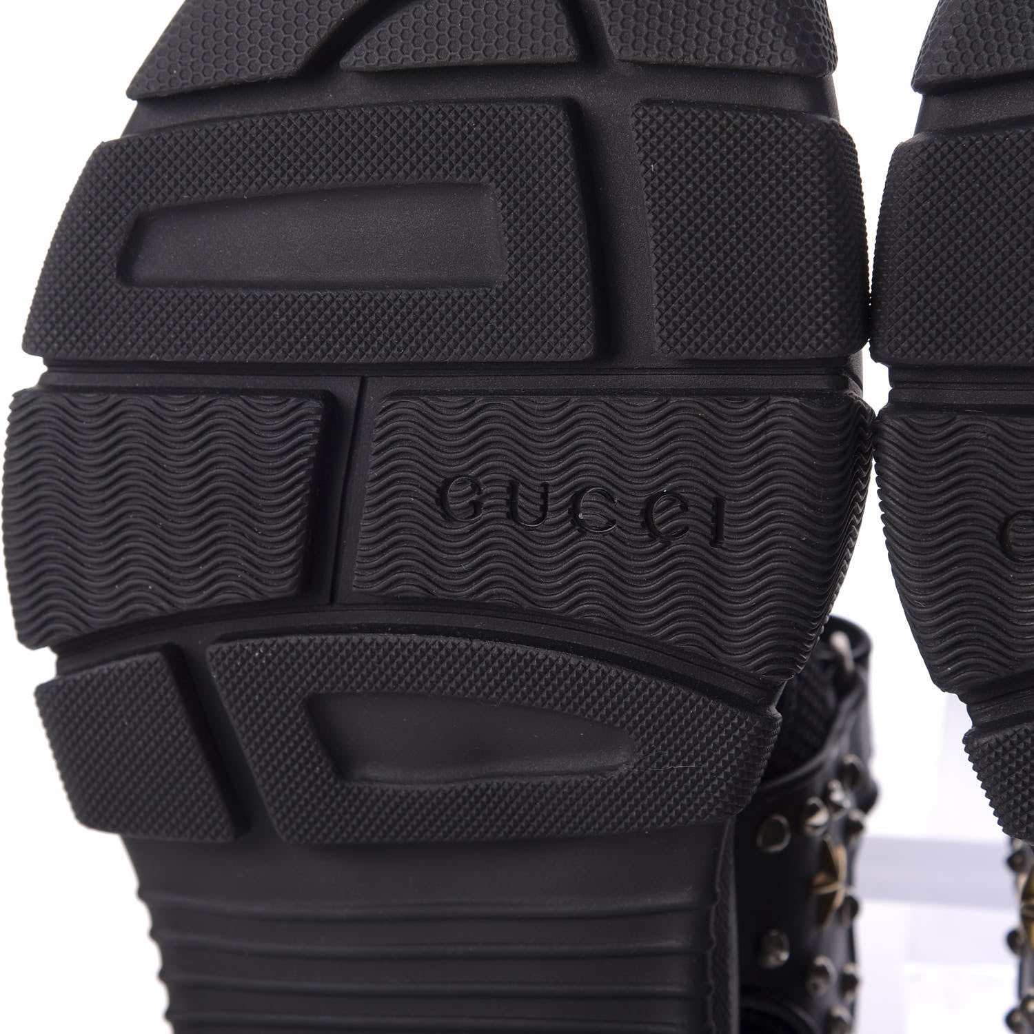 Gucci Nappa Mesh Studded Mens Aguru Sandals 8 Black 7 of 8