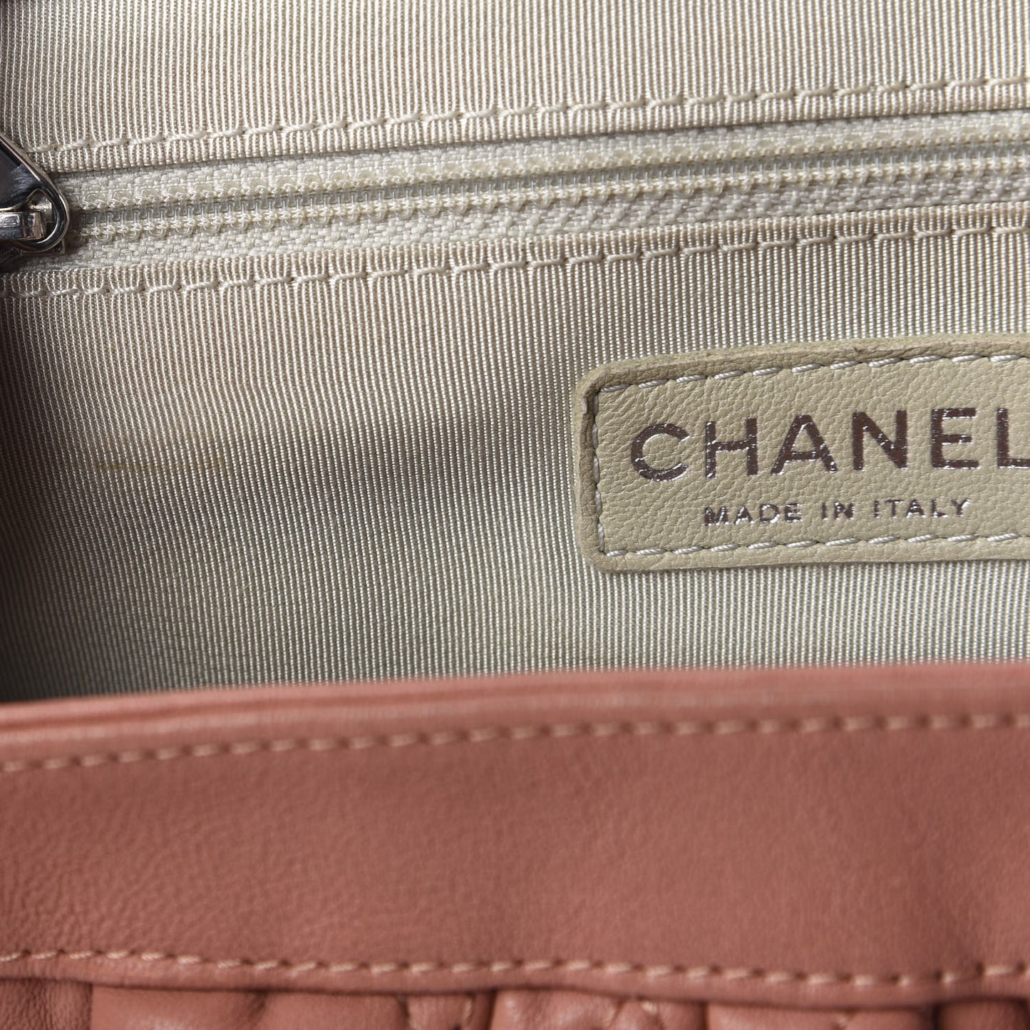 Washed Lambskin Quilted Medium Chain Around Flap Pink