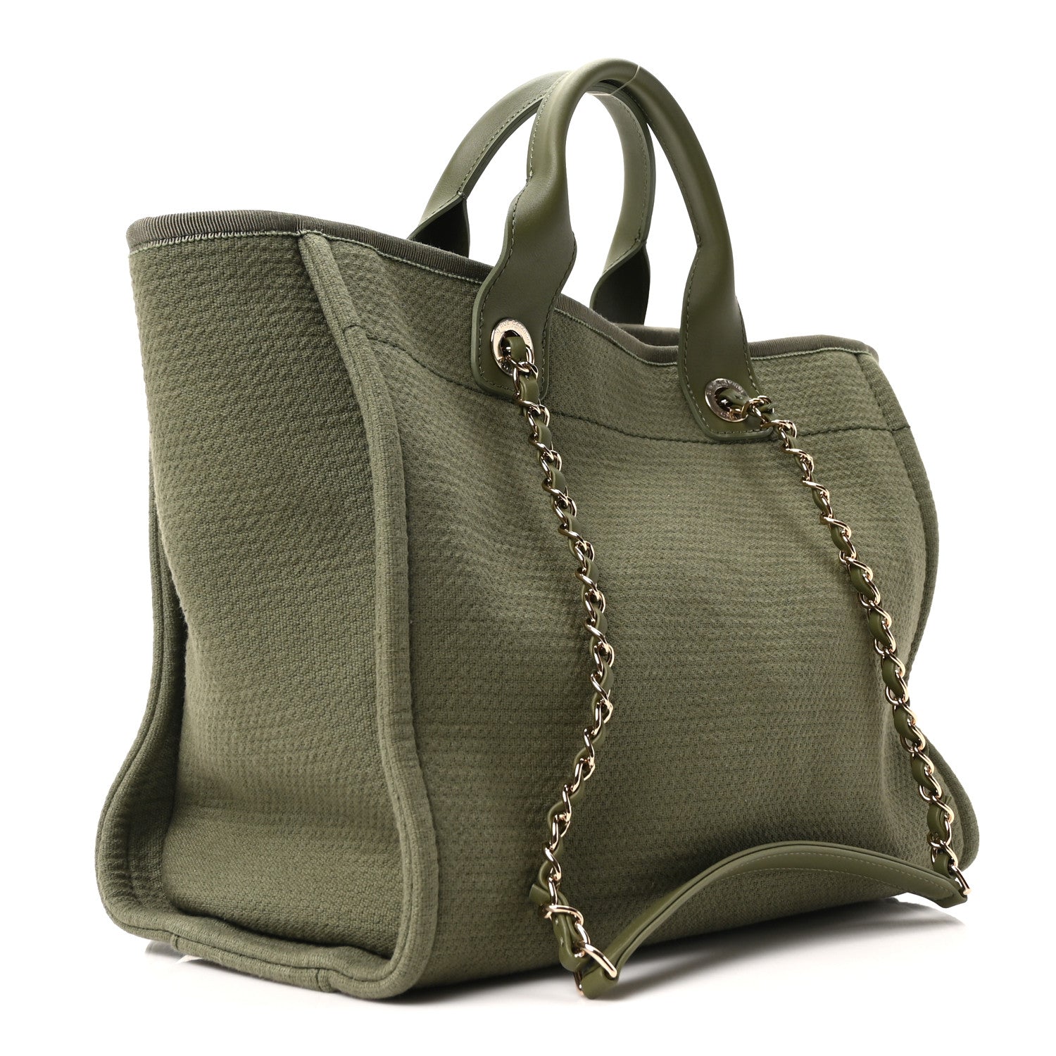 Chanel Mixed Fibers Small Deauville Tote Khaki 4 of 11