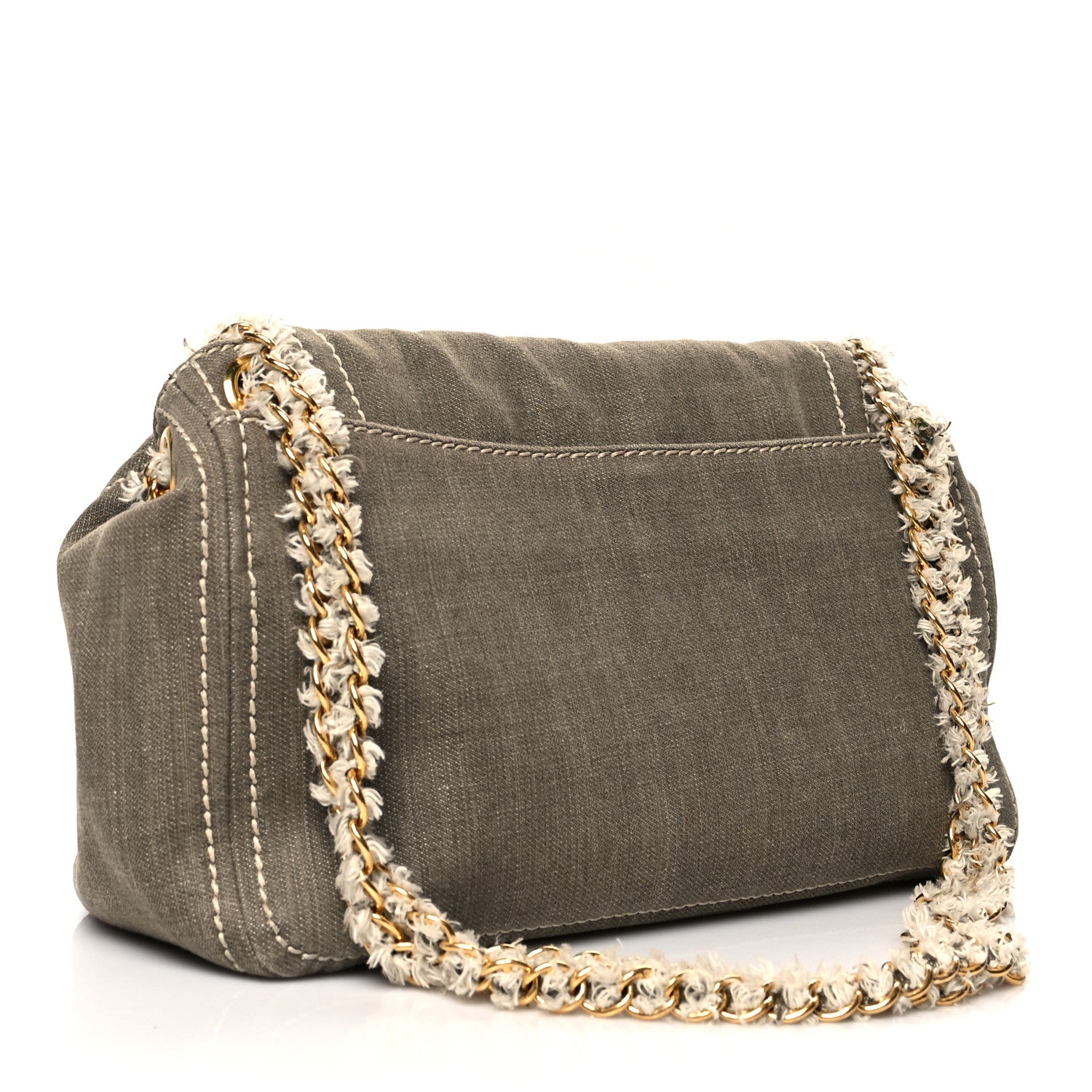 Prada Denim Chain Shoulder Bag Militare 3 of 11