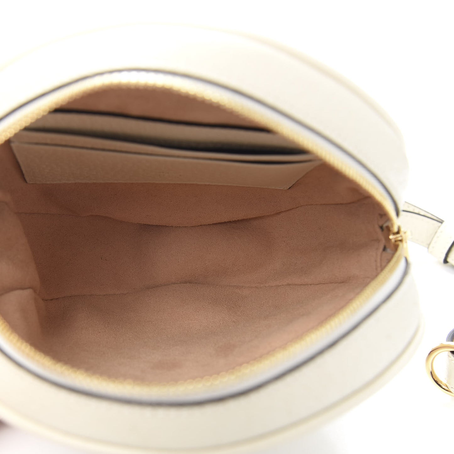 Textured Calfskin Web Mini Ophidia Round Backpack Mystic White
