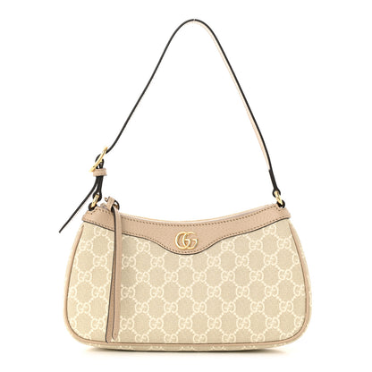 Gucci GG Supreme Monogram Textured Dollar Calfskin Small Ophidia Hobo Beige Mystic White Oatmeal 1 of 11