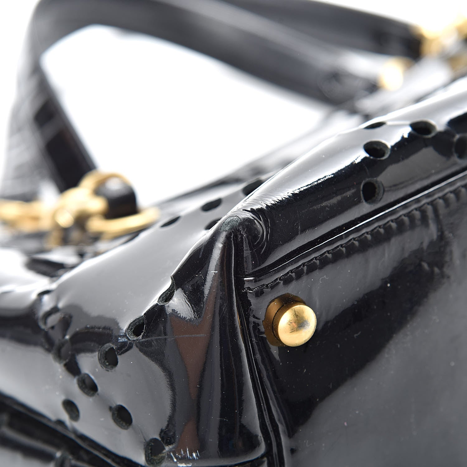 Chanel Patent Perforated CC Shopping Tote Black 9 of 21