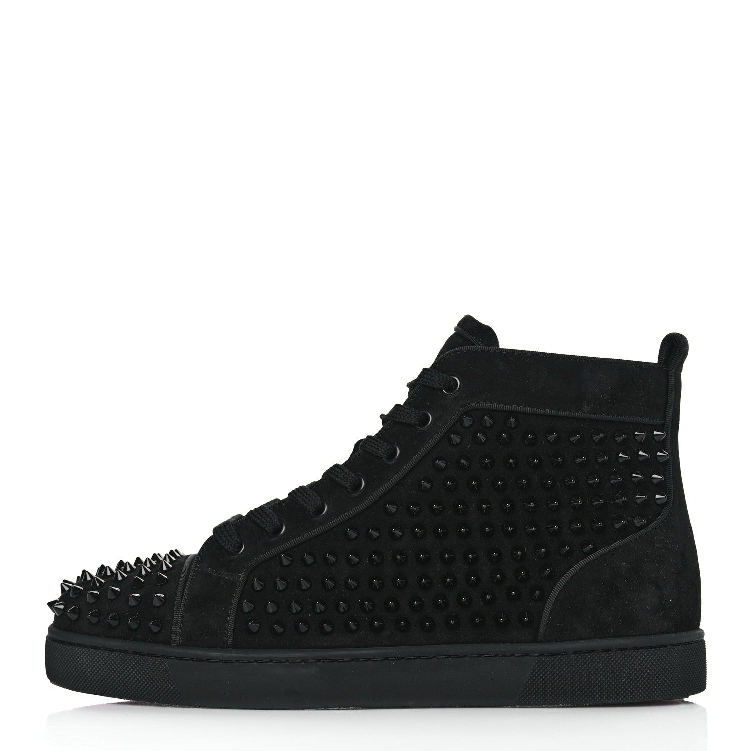Christian Louboutin Veau Velours Mens Louis Orlato Flat Spikes Sneakers 42 Black 1 of 9