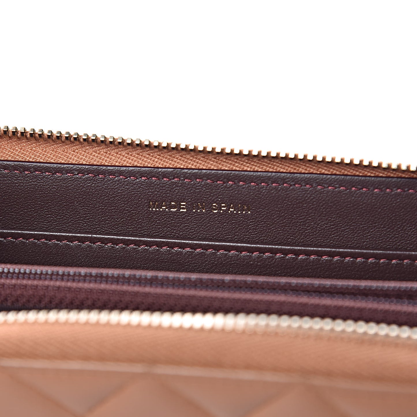 Lambskin Quilted Large Gusset Trendy CC Zip Around Wallet Dark Beige