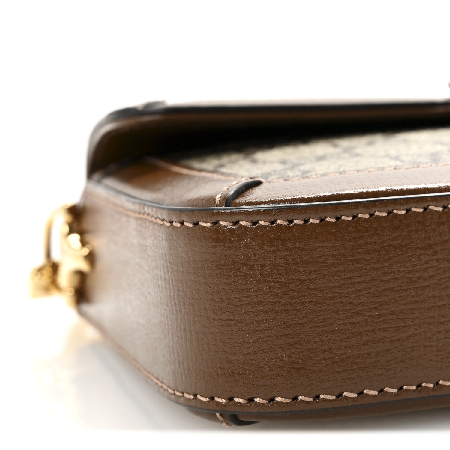Gucci GG Supreme Monogram Azalea Calfskin Horsebit 1955 Mini Bag Beige Ebony Brown Sugar 9 of 11