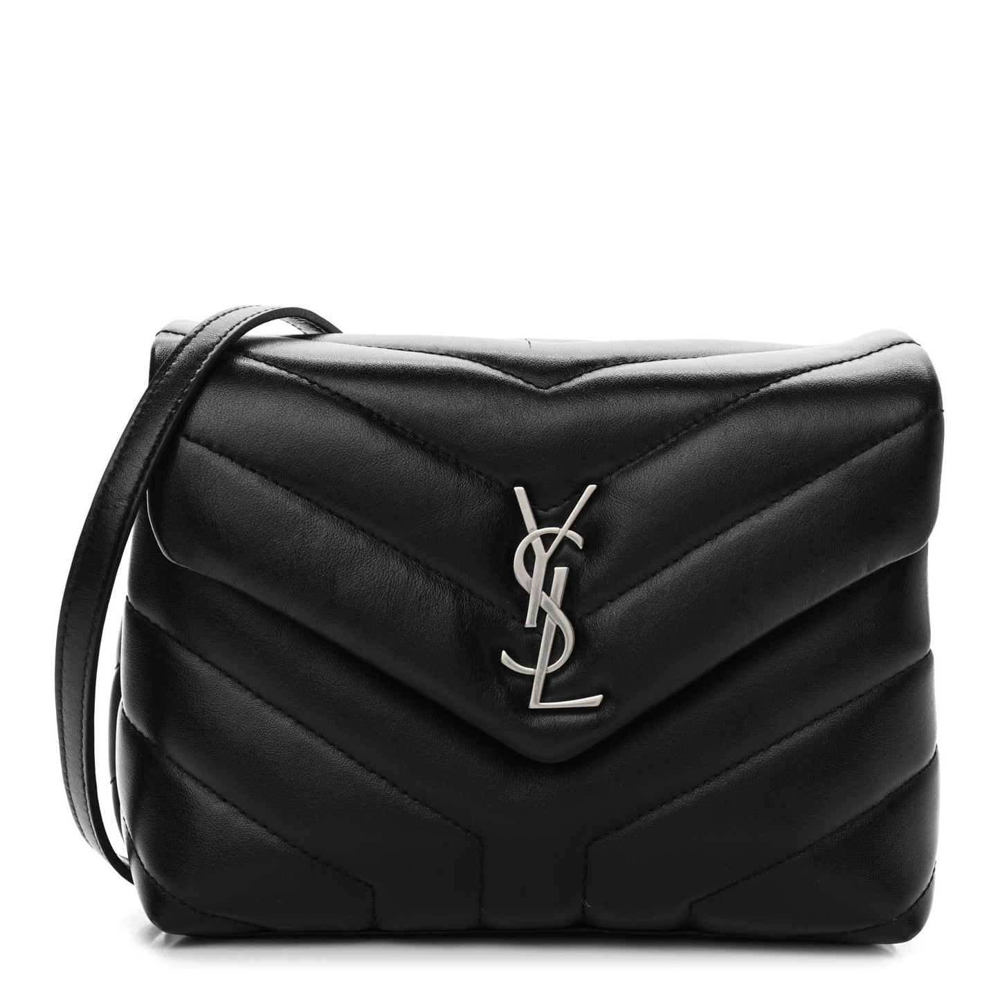 Calfskin Y Quilted Monogram Toy Loulou Crossbody Bag Black