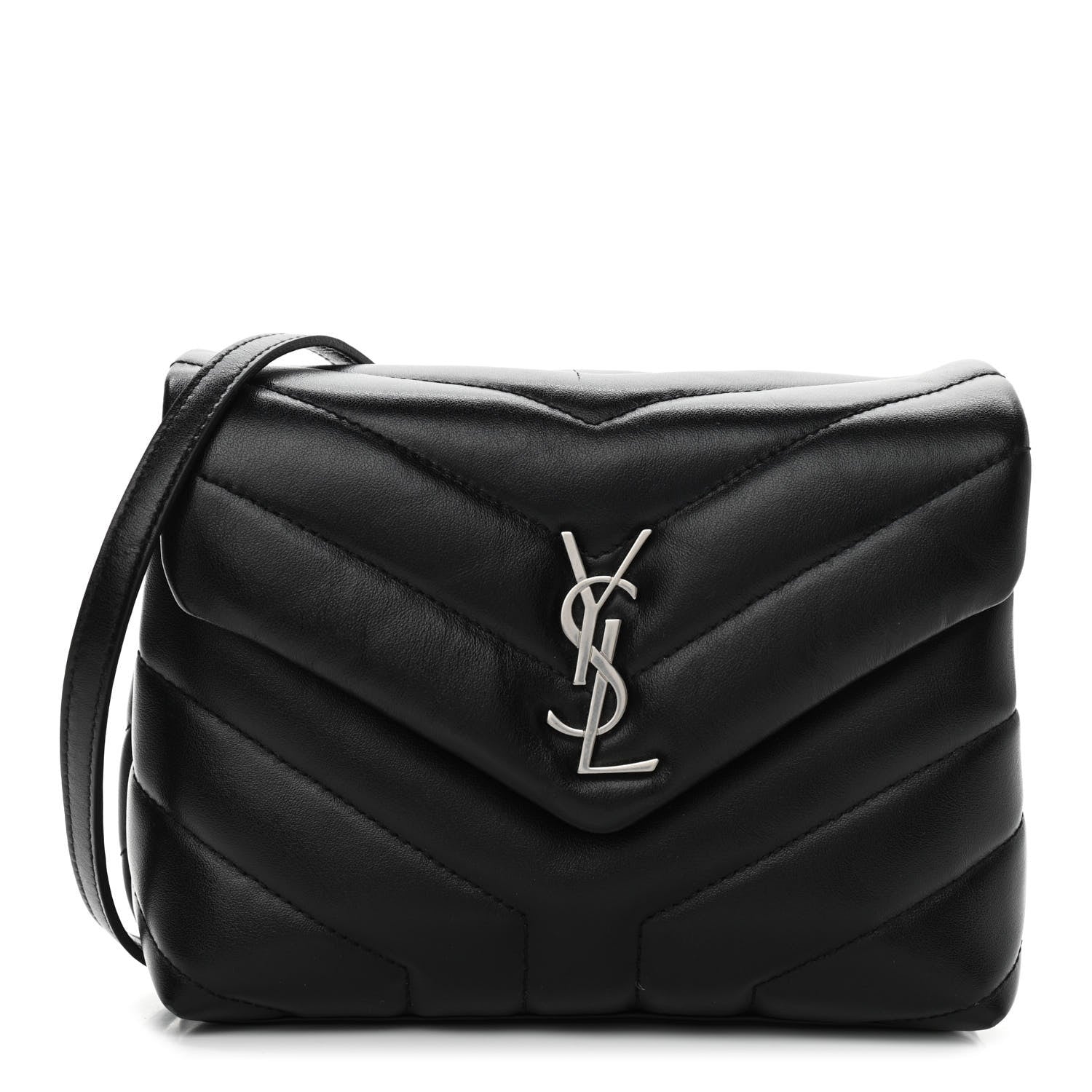 Saint Laurent Calfskin Y Quilted Monogram Toy Loulou Crossbody Bag Black 1 of 12