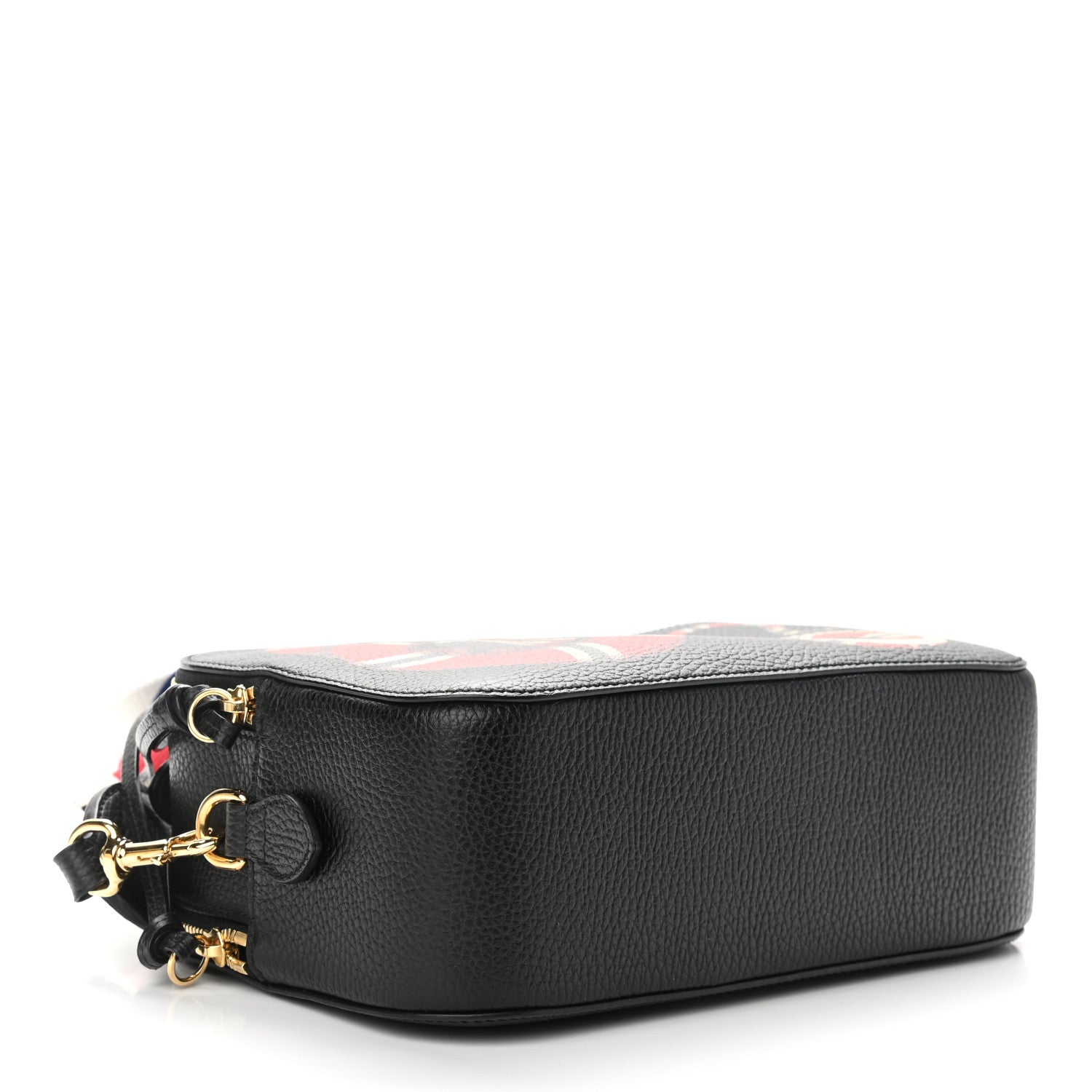 Gucci Grained Calfskin Sylvie Web Kingsnake Small Camera Bag Black Multicolor 4 of 12