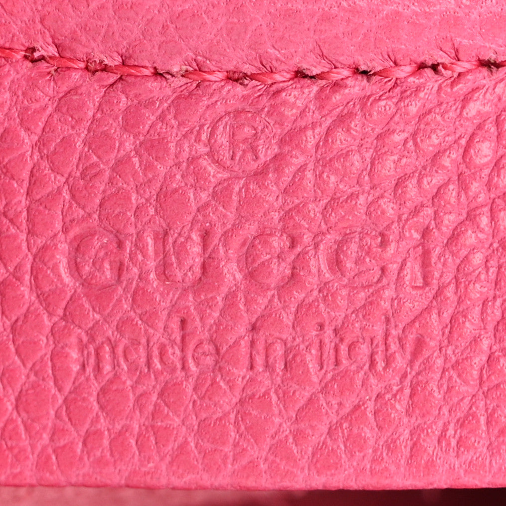Pebbled Calfskin Medium Logo Portfolio Clutch  Pink Green