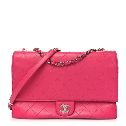 Chanel Calfskin Stitched Double Flap Bag Pink 1 of 11