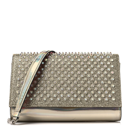 Christian Louboutin Glitter Metallic Patent Calfskin Psychic Spikes Paloma Clutch Gold 1 of 9