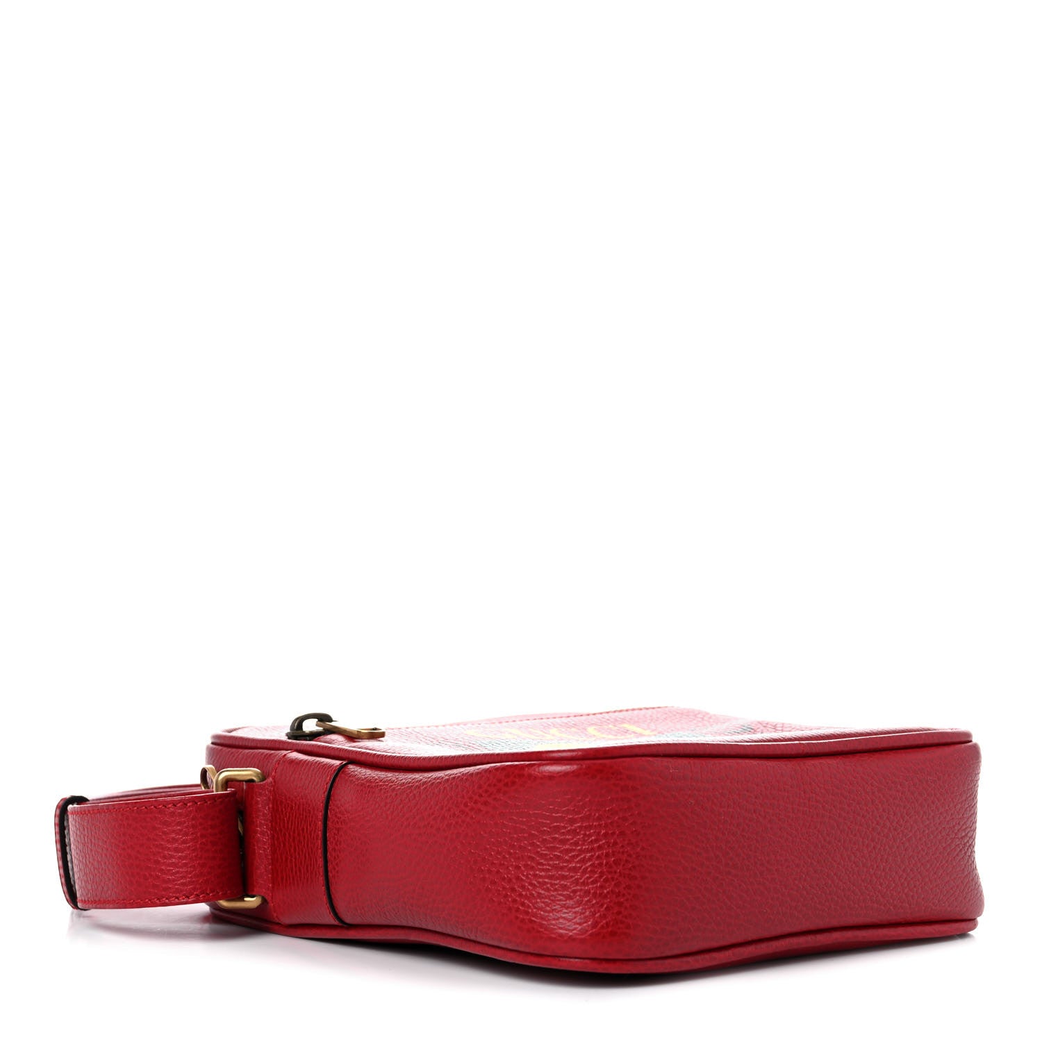 Gucci Grained Calfskin Logo Messenger Bag Hibiscus Red 4 of 13