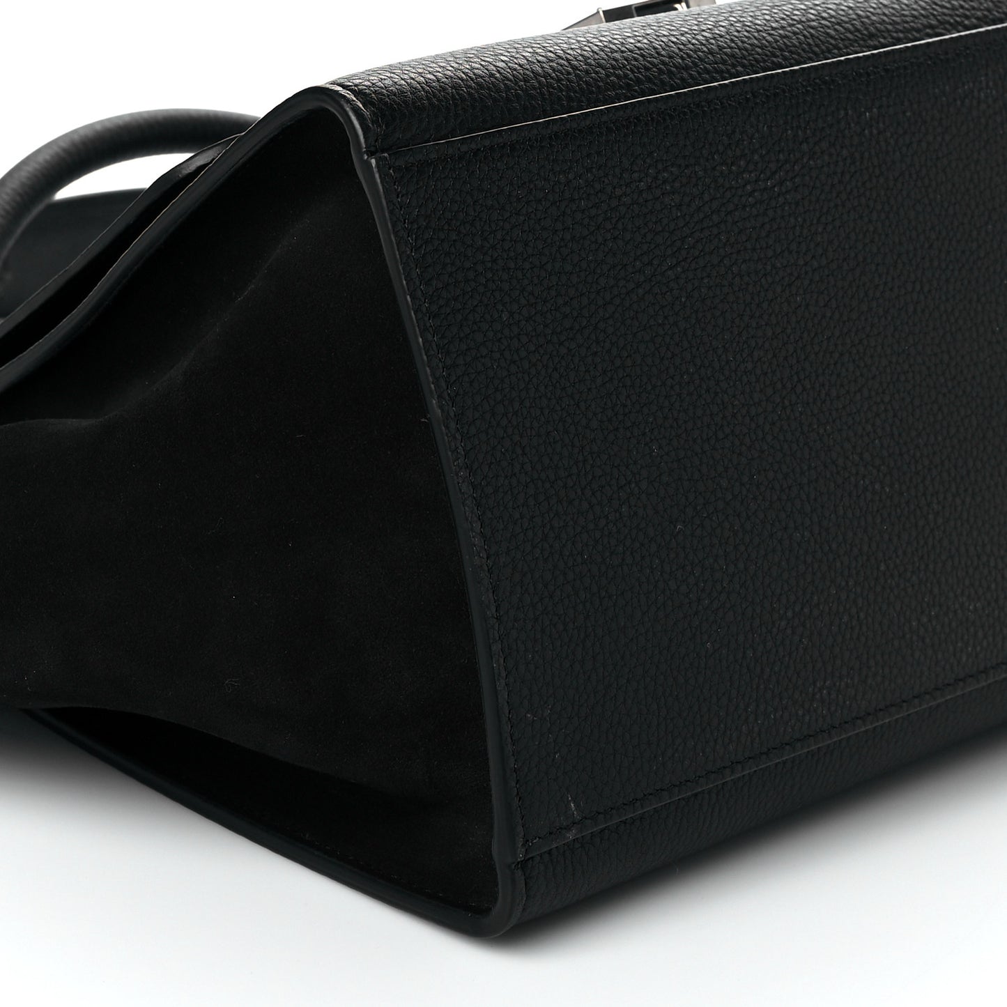 Drummed Calfskin Suede Small Trapeze Black
