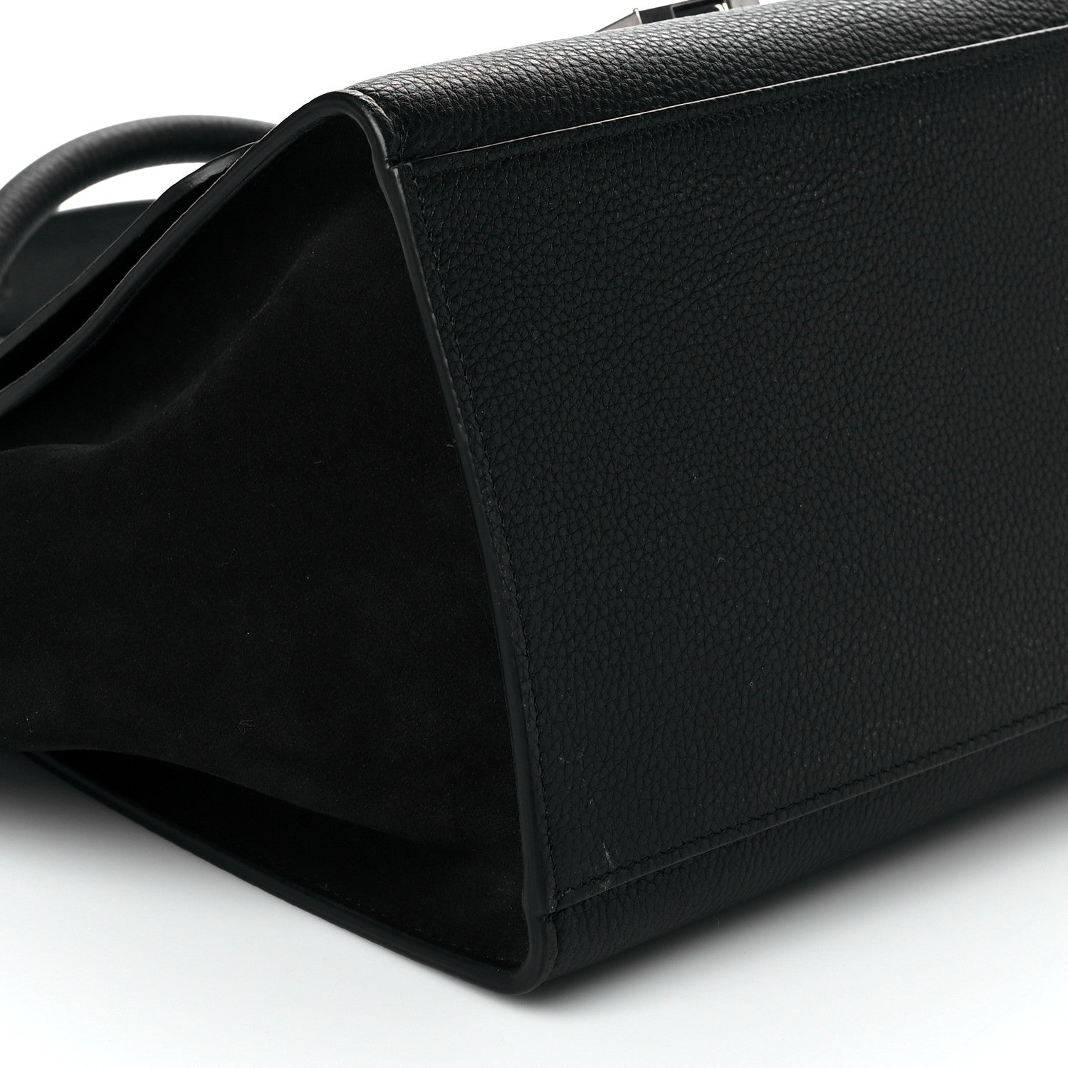 Celine Drummed Calfskin Suede Small Trapeze Black 5 of 9