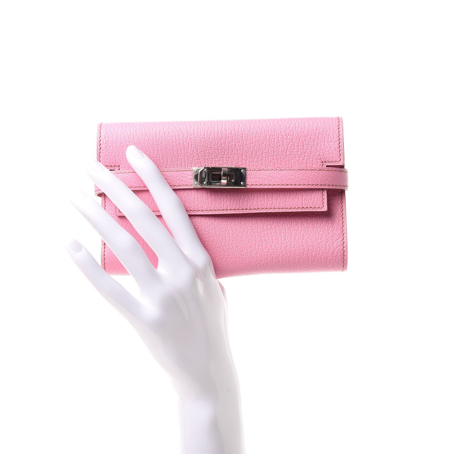 Hermes Chevre Mysore Medium Kelly Wallet 5P Pink 2 of 6