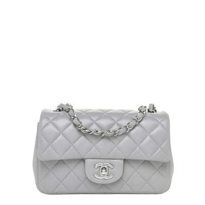 Chanel Lambskin Quilted Mini Rectangular Flap Grey 1 of 16