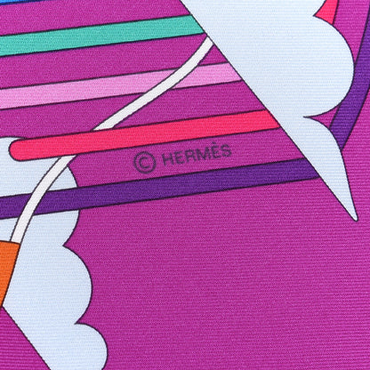 Hermes Silk La Maizeon des Carres Scarf 90 Fuchsia Blanc Multicolore 5 of 5