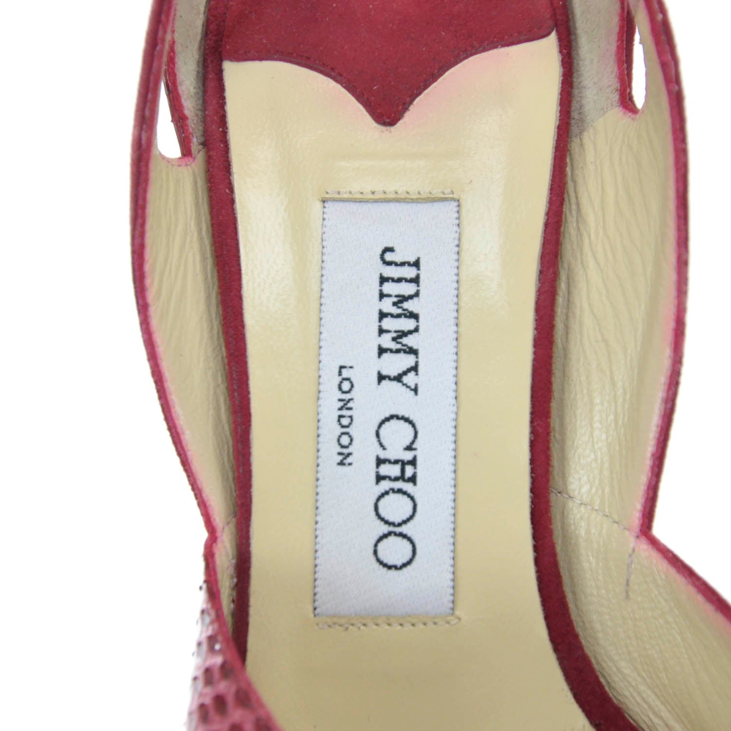 Jimmy Choo Suede Reptile Sandals 37 Red 5 of 7