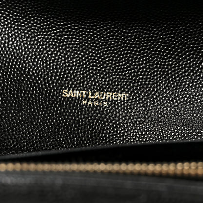 Saint Laurent Grain De Poudre Matelasse Chevron Monogram Flap Wallet Black 6 of 8