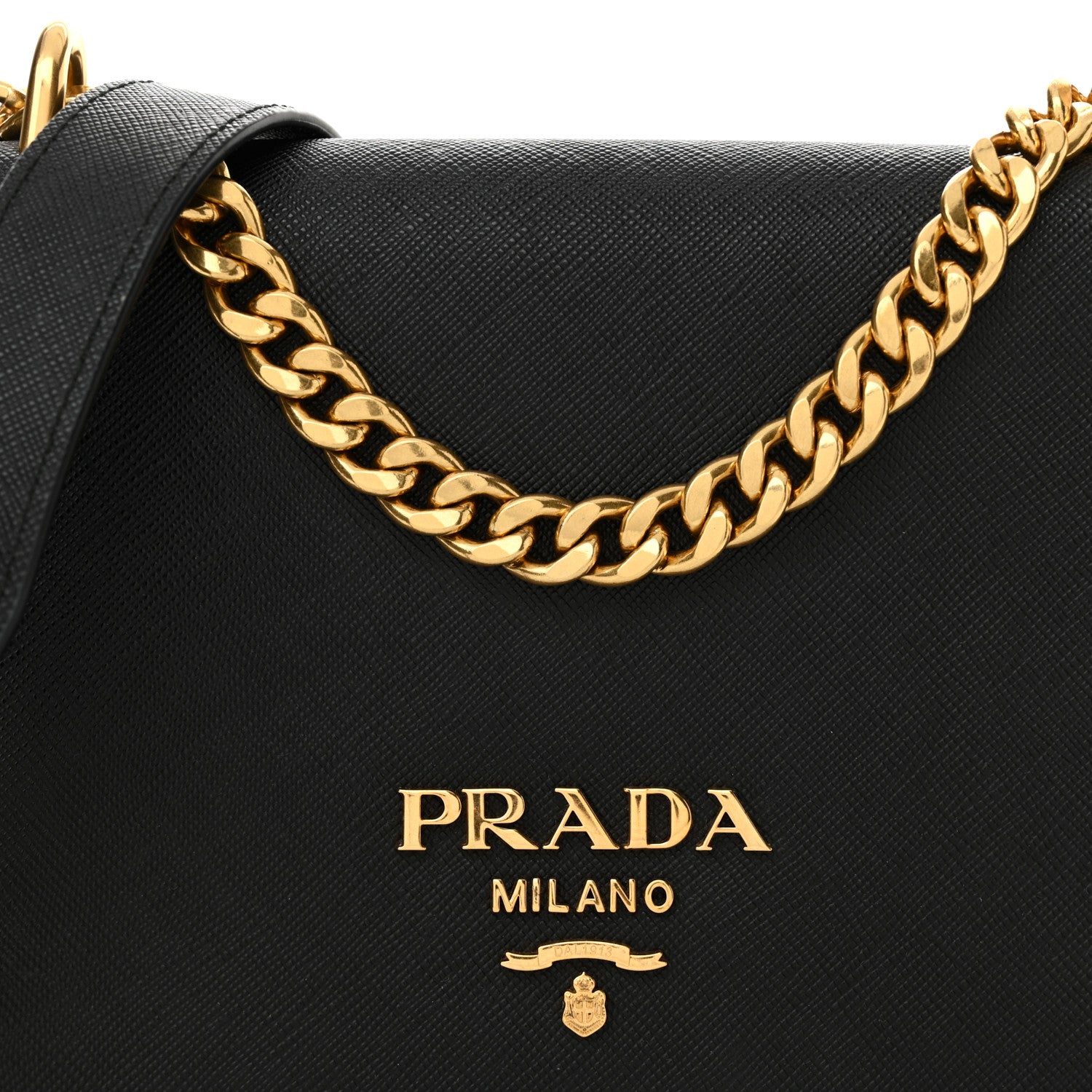 Prada Saffiano Chain Shoulder Bag Black 8 of 11