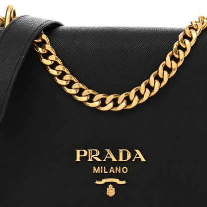 Prada Saffiano Chain Shoulder Bag Black 8 of 11