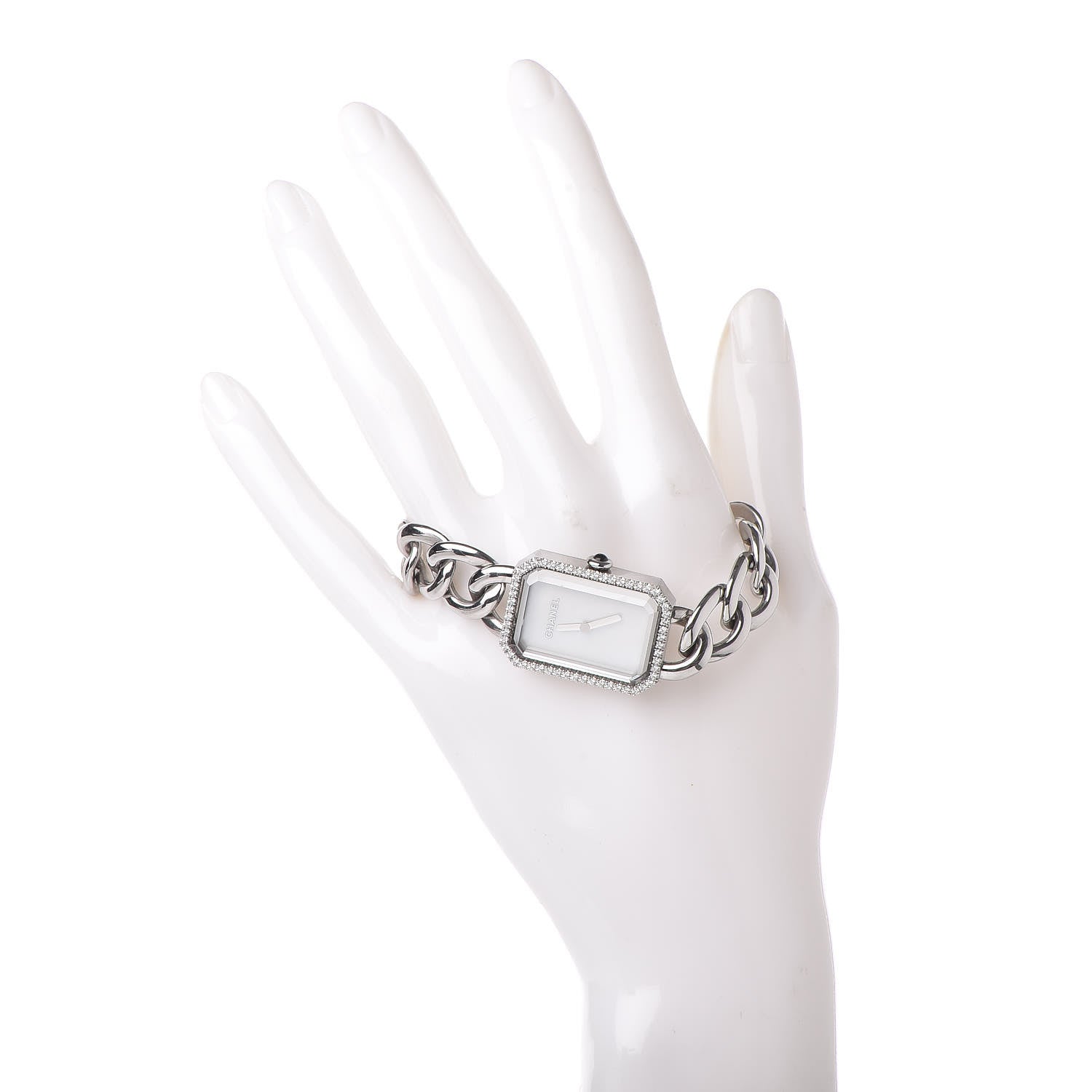 Chanel Stainless Steel Diamond Bezel Mother of Pearl 20mm Chain Premiere Quartz Watch 2 of 7