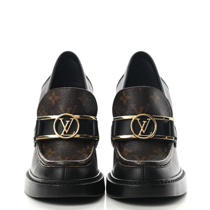 Louis Vuitton Monogram Calfskin Academy Loafers Pumps 38 Black 2 of 11