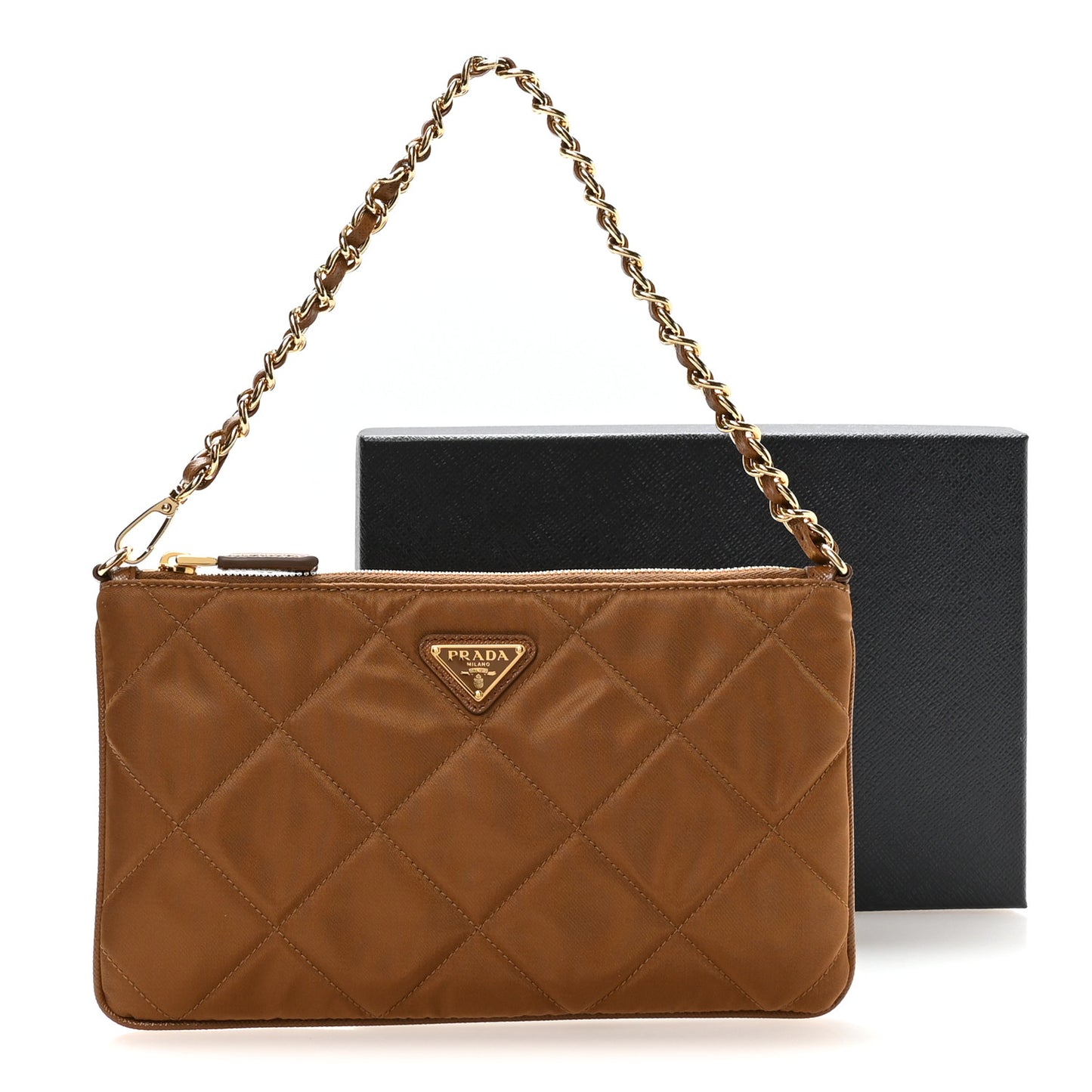 Re-Nylon Tessuto Impuntu Quilted Re-Edition 1995 Chaine Pouch Brandy