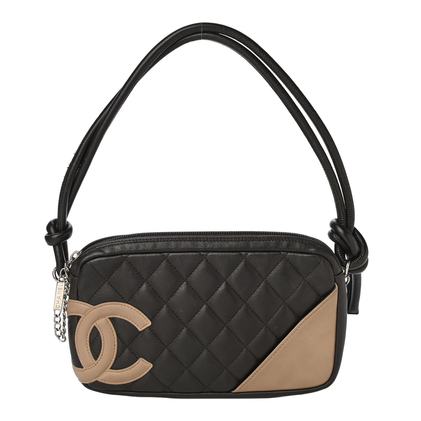 Calfskin Quilted Cambon Pochette Brown Beige
