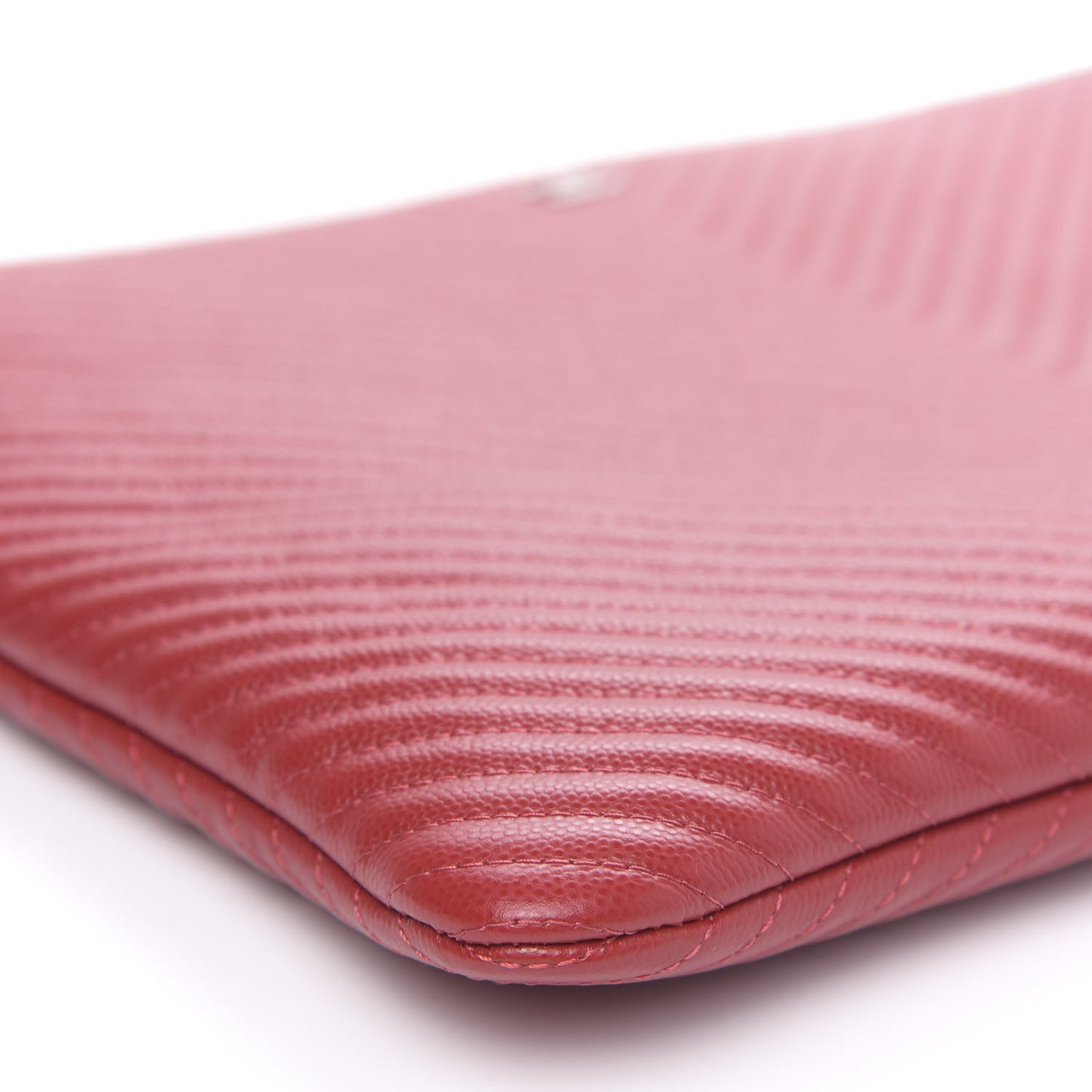 Caviar Chevron Quilted Large Cosmetic Case Dark Red