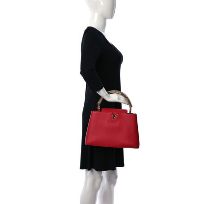 Louis Vuitton Taurillon Python Capucines PM Scarlet 4 of 11