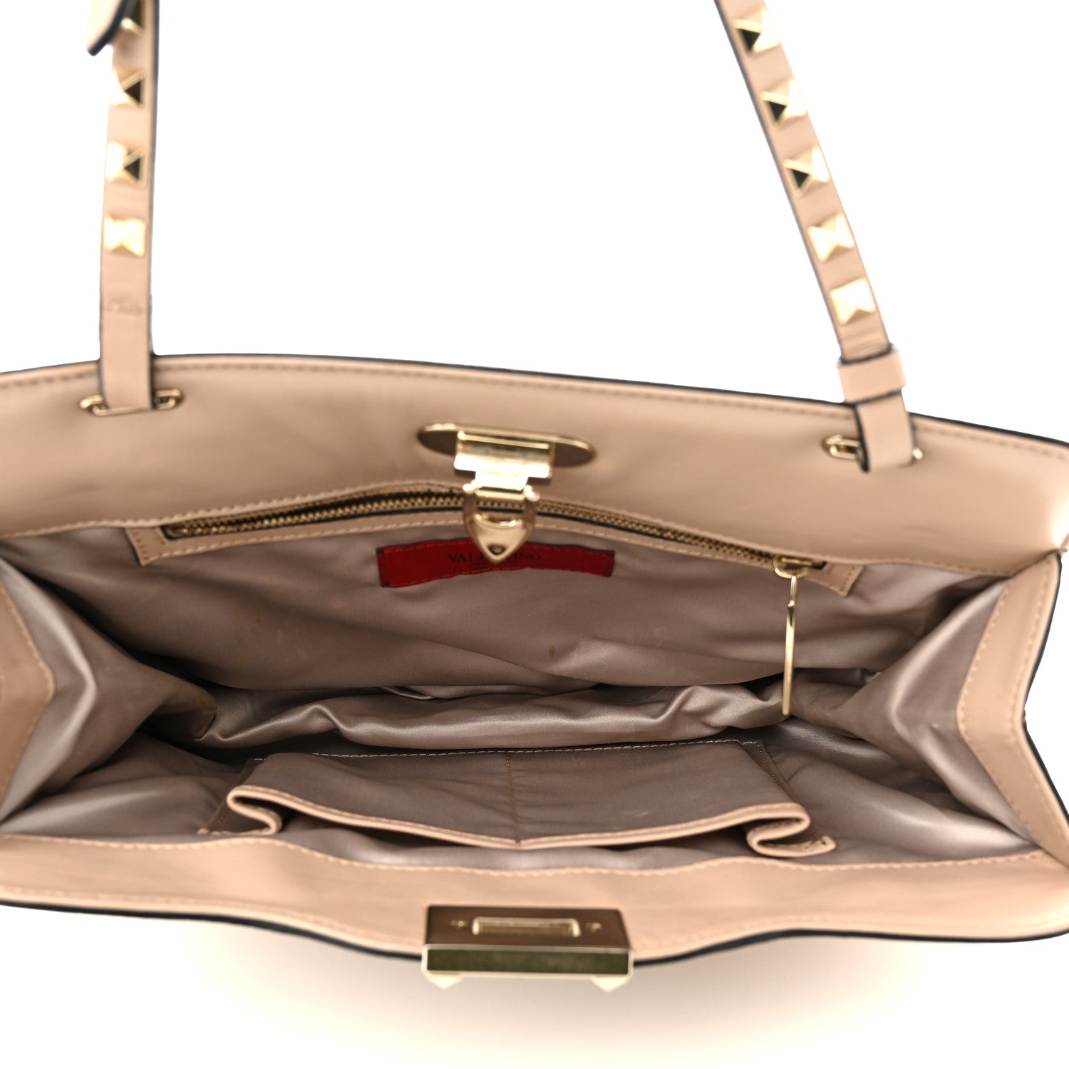 Valentino Garavani Vitello Rockstud Flip-Lock Lace Shoulder Bag Beige 5 of 9