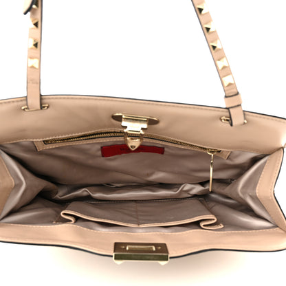 Valentino Garavani Vitello Rockstud Flip-Lock Lace Shoulder Bag Beige 5 of 9